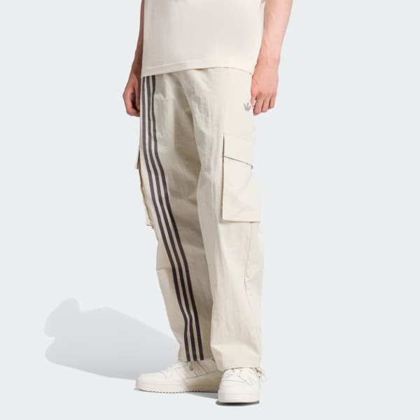 Beige Front Stripes Woven Cargo Pants