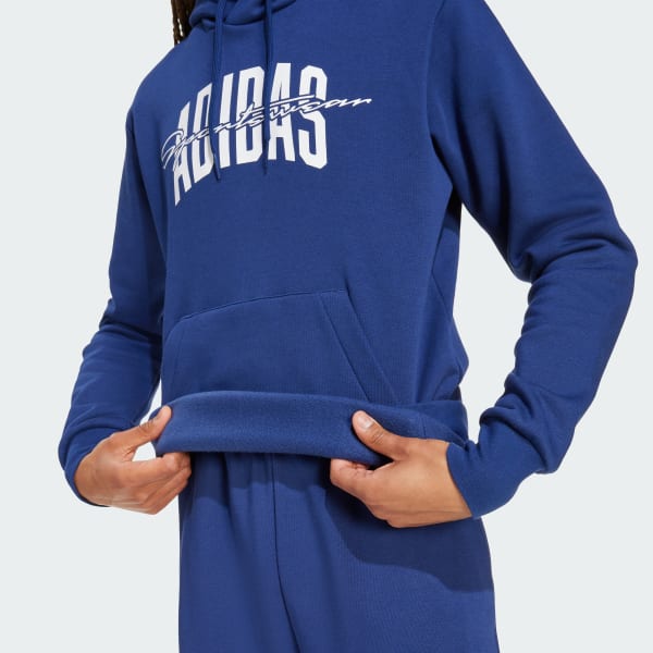 adidas Collegiate Script Graphic Kapüşonlu Üst - Mavi | adidas Türkiye