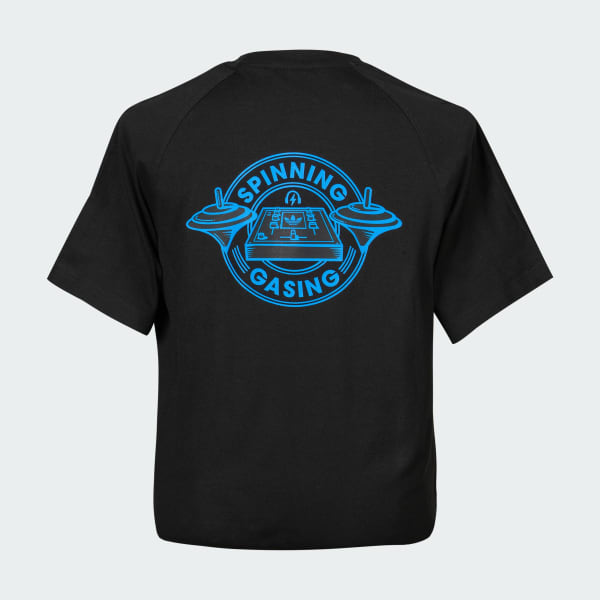 Black ADIDAS ORIGINALS SPINNING GASING GRAPHICS T SHIRT