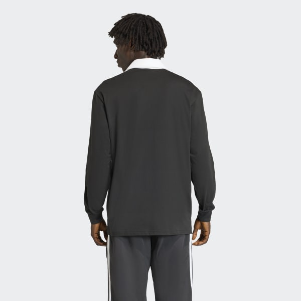 adidas 3-STRIPES RUGBY LONGSLEEVE POLO - Black | Free Shipping