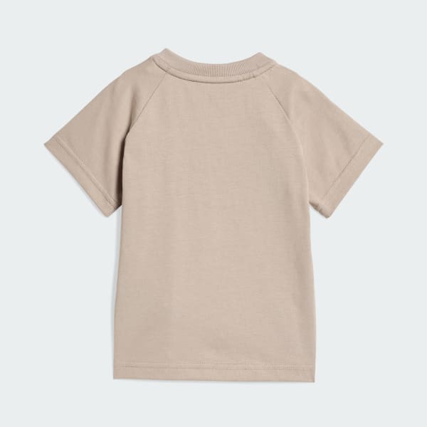 Beige CONJUNTO DE PLAYERA CORTA TRIFOLIO