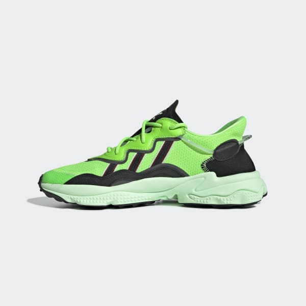 adidas black and green ozweego shoes