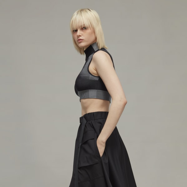 Noir Crop top en maille technique Y-3