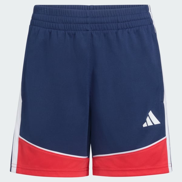 adidas Elastic Waistband Colorblock Shorts - Blue | Free