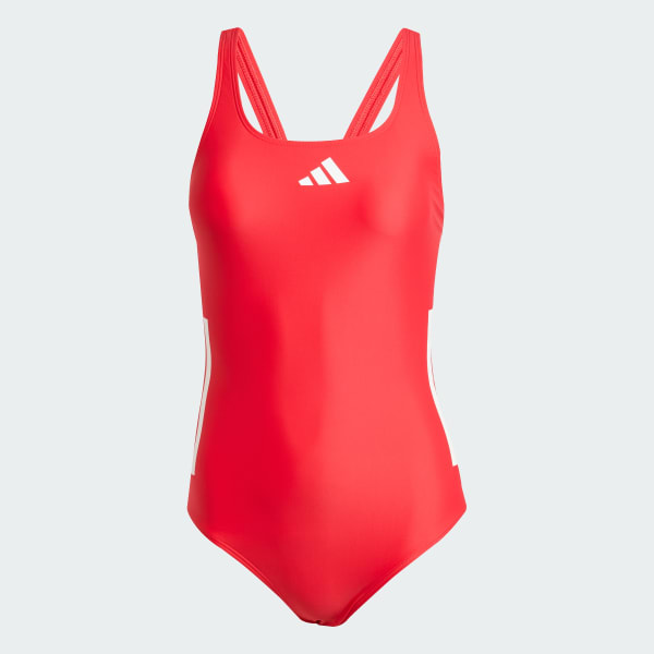 Rojo Traje de Natación C-Back 3 Franjas