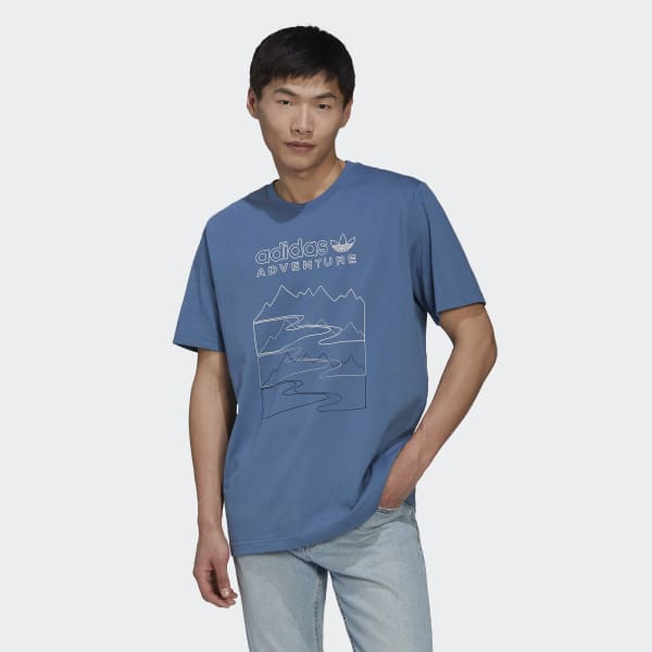 Blau adidas Adventure Mountain Front T-Shirt SD639