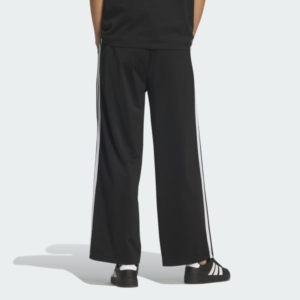 Black 트라이콧 루즈 핏 스트레이트 오픈 헴 팬츠