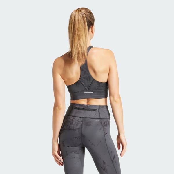 Szary Biustonosz Run Pocket Medium-Support AOP Iteration