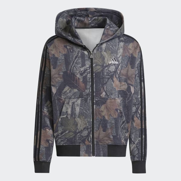 adidas Camo Hooded Full-Zip - Black | Free Shipping with adiClub