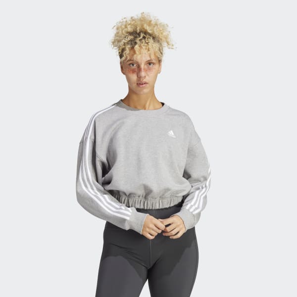 Grey Essentials 3-Stripes Crop Sweatshirt
