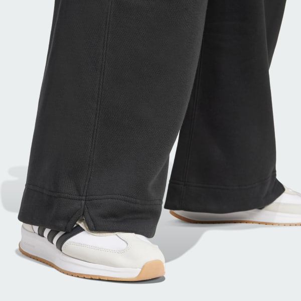 adidas ALL SZN Fleece Loose Wide-Leg Pants - Black | Free