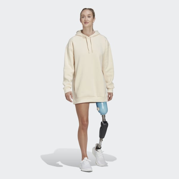 Beige ALL SZN Fleece Long hættetrøje CX577