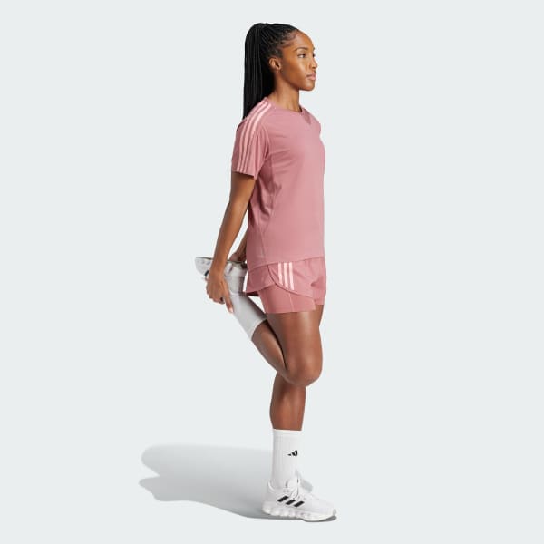 Pink Own the Run 3-Stripes Tee