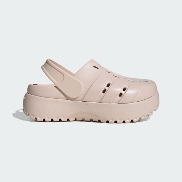 Beige Adilette Platform Clogs