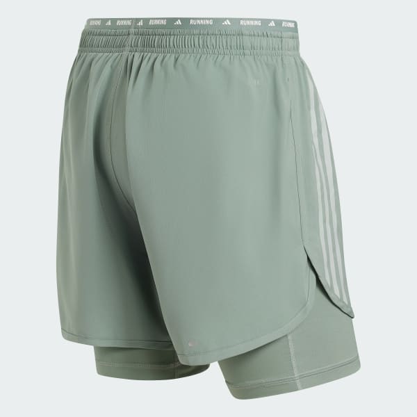 Green Own the Run 3 Stripes 2in1 Short