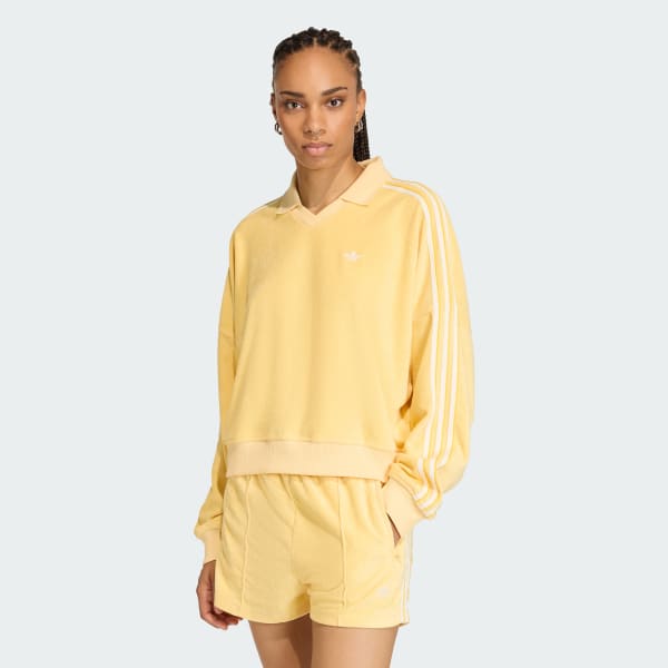 Oransje TERRY TOWEL V NECK LONG SLEEVES Poloskjorte