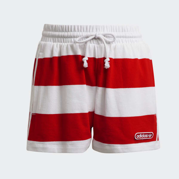 Red Mid Waist Striped Shorts QF928