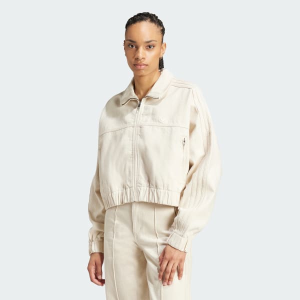 White Premium Essentials Denim Track Top
