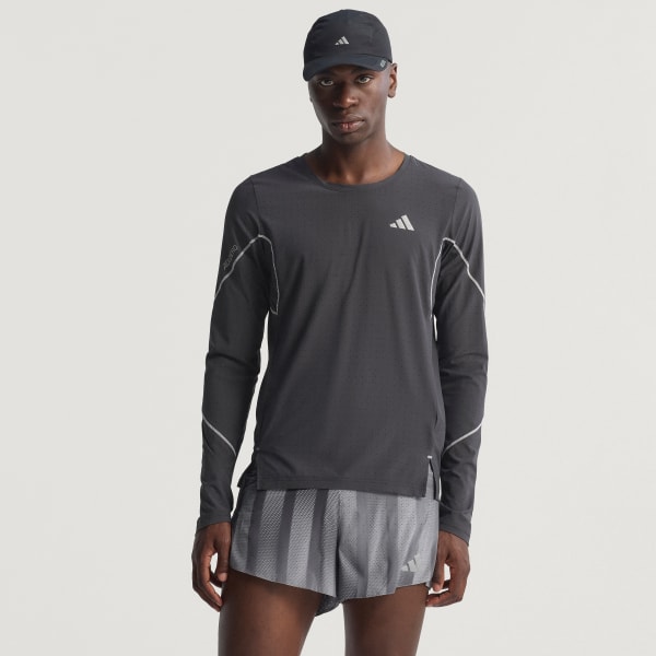 Siyah Adizero BTN Uzun Kollu Koşu Tişörtü