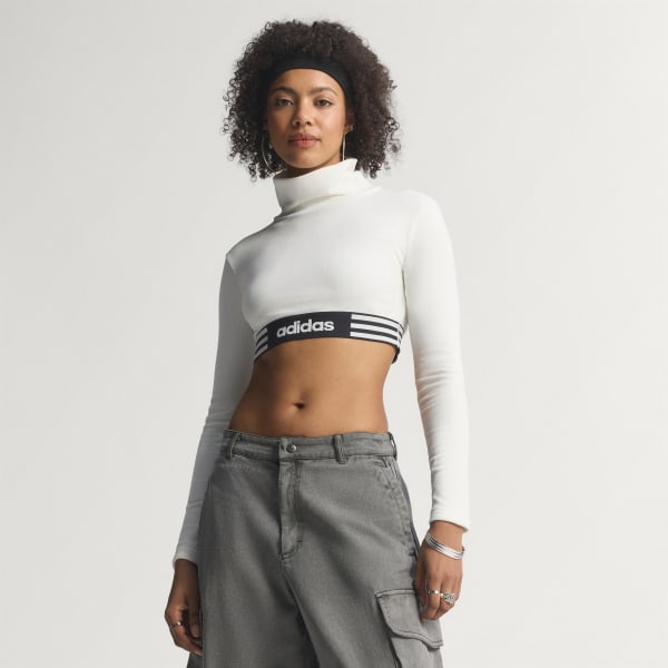 adidas Winterized LS Crop Tee - Black | Free Shipping with adiClub