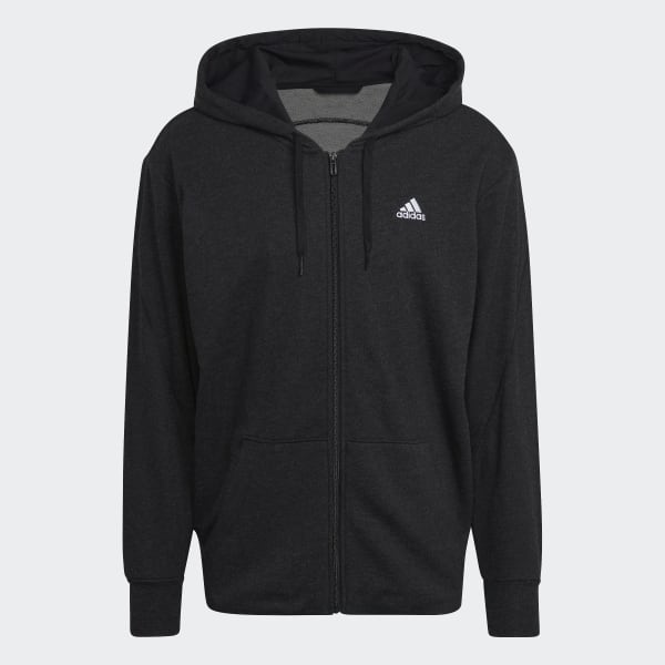 Black Mélange Full-Zip Hooded Sweatshirt