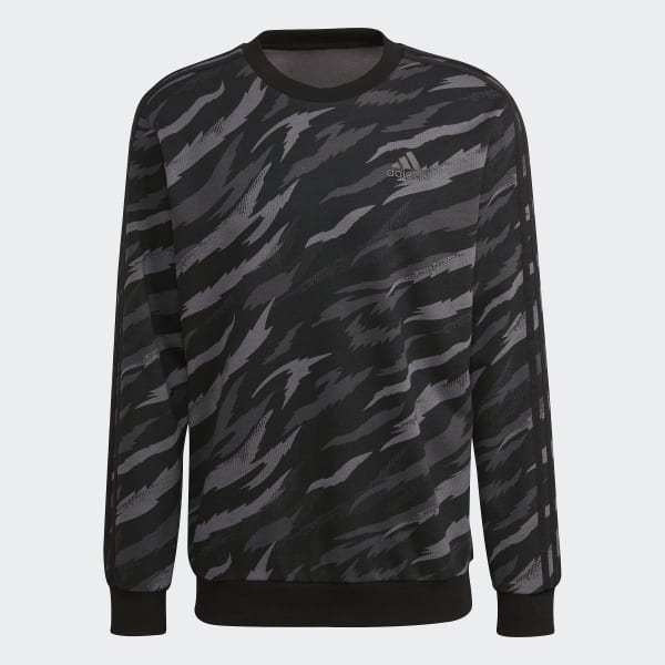 Black Essentials French Terry Camo-Print Sweatshirt QB400