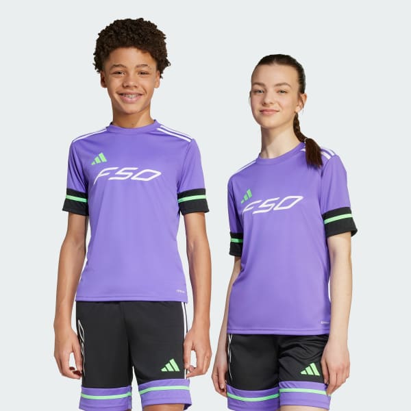 สีม่วง เสื้อฟุตบอลแขนสั้น F50 สำหรับเด็ก