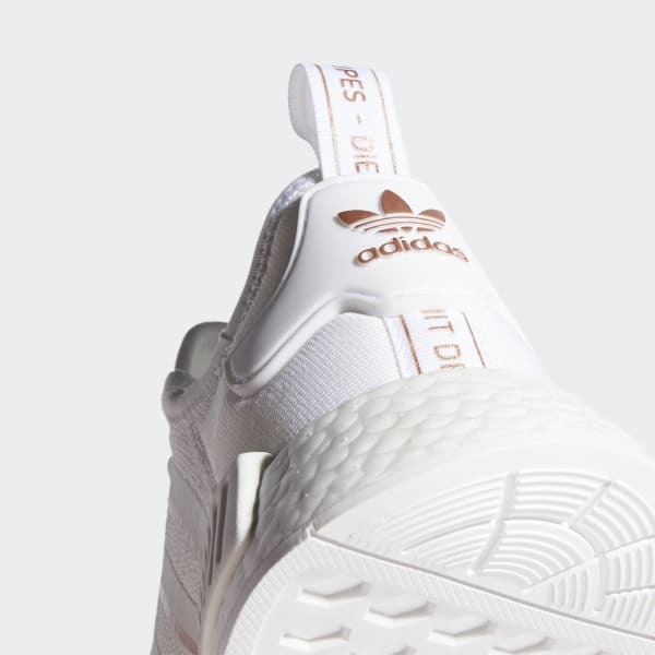 white and rose gold adidas shoes