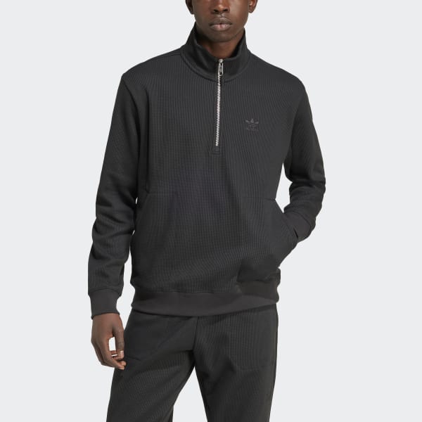 adidas トレフォイル ハート ハーフジップ ボア スウェット ブラック adidas トレフォイル ハート ハーフジップ ボア スウェット