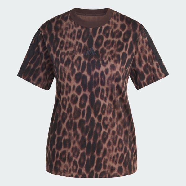 Multicolor Seasonal Essentials Leopard Print T-Shirt with 3-Stripes
