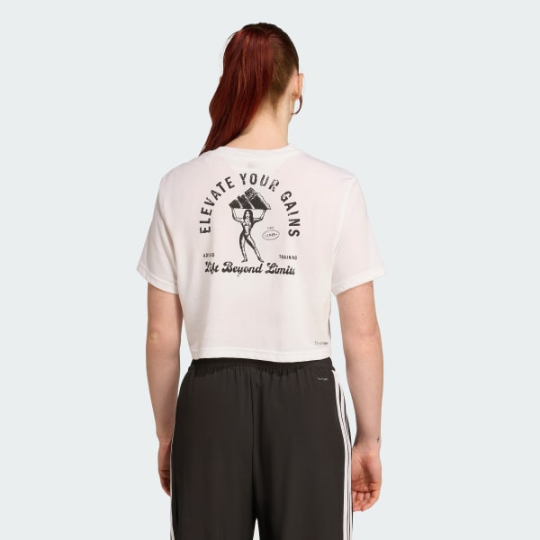 Hvit CLIMACOOL Vintage Training Graphic T-skjorte