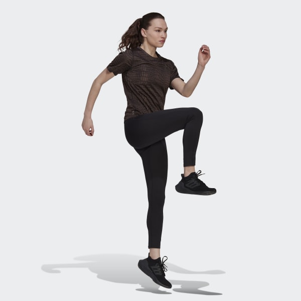 Noir T-shirt de running à imprimé croco Run Icons S3914