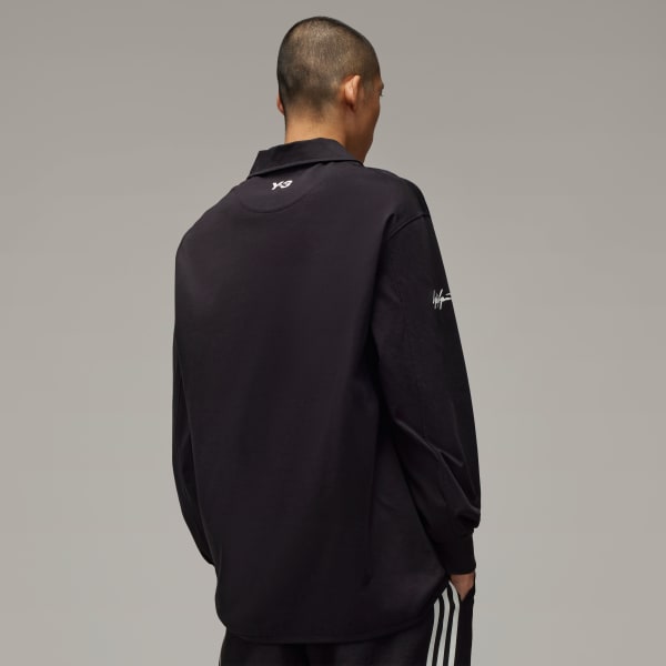 Black Y-3 Real Madrid Travel Long Sleeve Polo Shirt