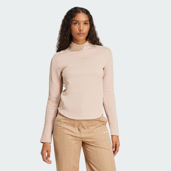 Beige Structured Interlock Long Sleeve Overdel