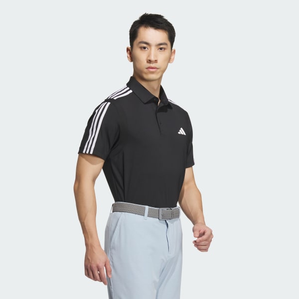 Black HEAT.RDY 3-Stripe Short Sleeve Polo Shirt