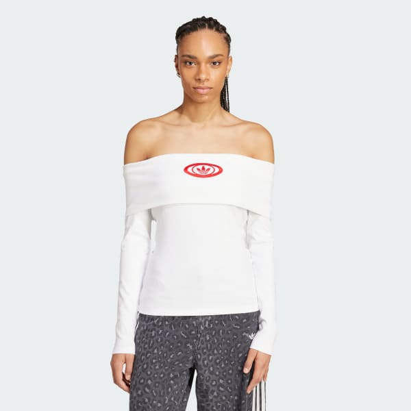 Λευκό adidas Originals Off Shoulder Top
