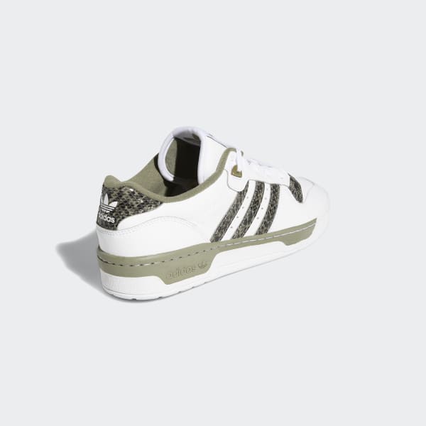 adidas originals rivalry low trainers with snakeskin in white and khaki