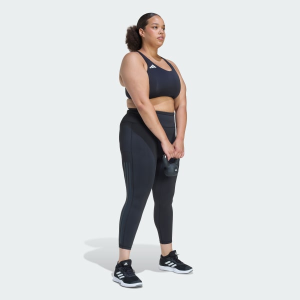 cerná Legíny Optime Workout 3-Stripes 7/8 (Plus size)