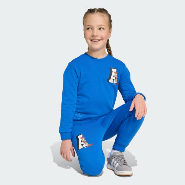 สีน้ำเงิน เสื้อคอกลมและกางเกง ADIDAS Disney สำหรับเด็ก