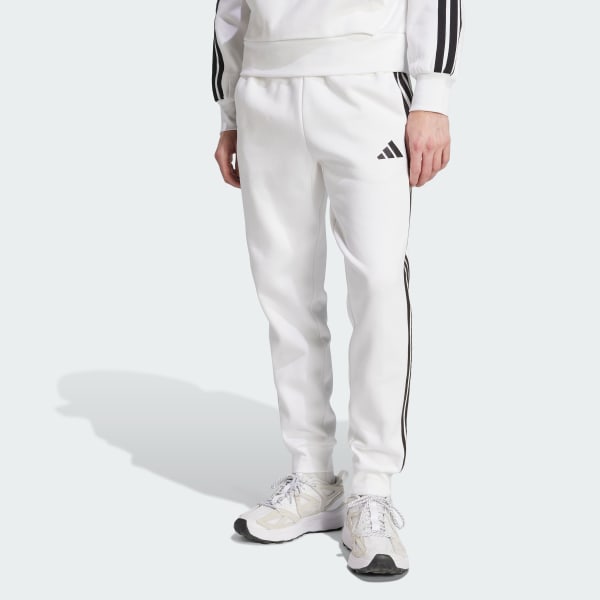 White Essentials 3-Stripes Fleece Pants