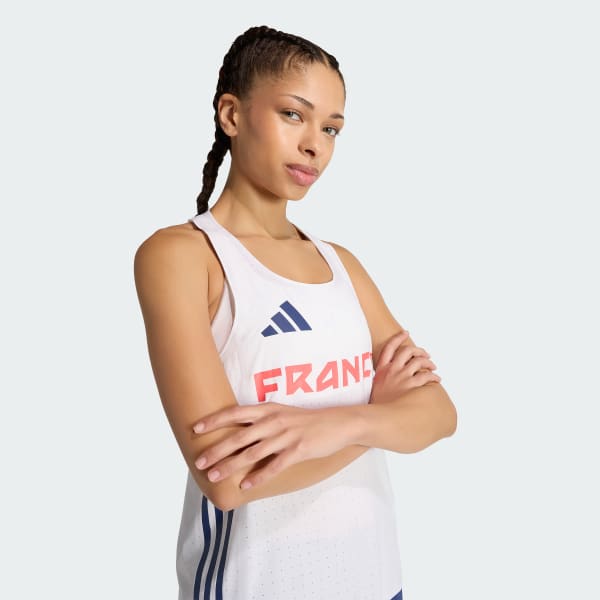Wit FRANKRIJK Adizero Training Singlet