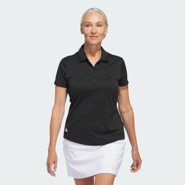 Svart Women's Solid Performance Short Sleeve Poloskjorte