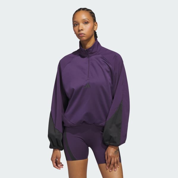 Roxo Blusa Meio Zíper adidas Basketball Pullover