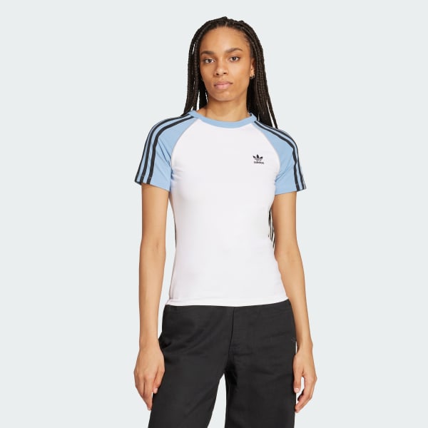 Bialy Koszulka Adicolor 3-Stripes Raglan Slim