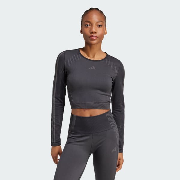 Noir T-shirt manches longues maille