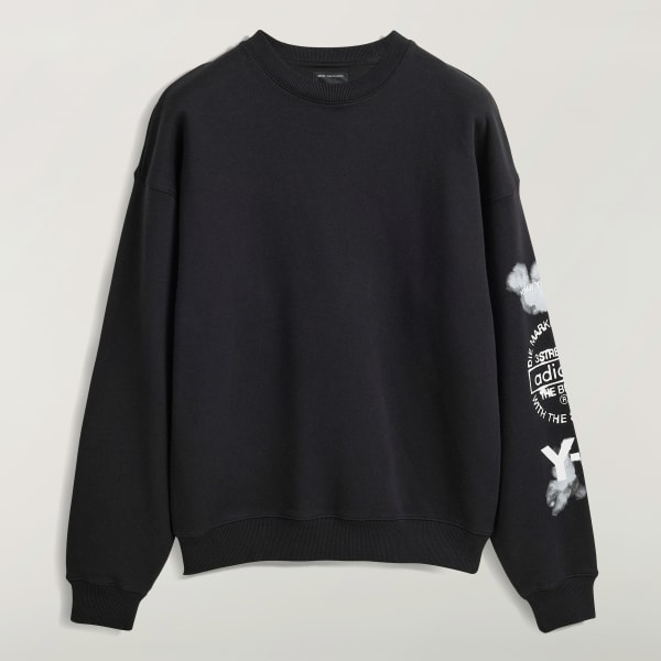 スウェット・トレーナー Adidas Y-3 Black Crewneck Sweatshirt With Logo Y-3 logo-printed Crew Neck Sweatshirt | Black | FARFETCH