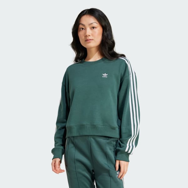 Verde Felpa 3-Stripes Crew