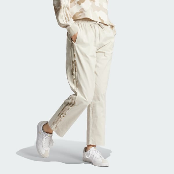 Beige Essentials Camo-Print 3-Stripes Twill Trousers