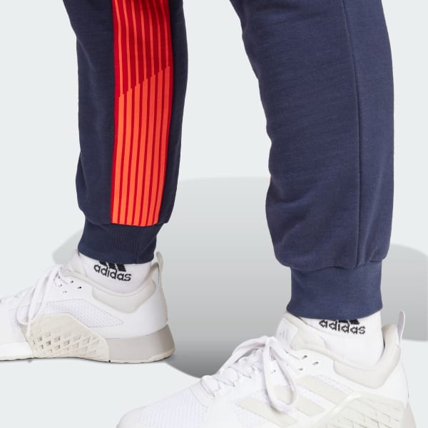 Blue and red adidas pants top