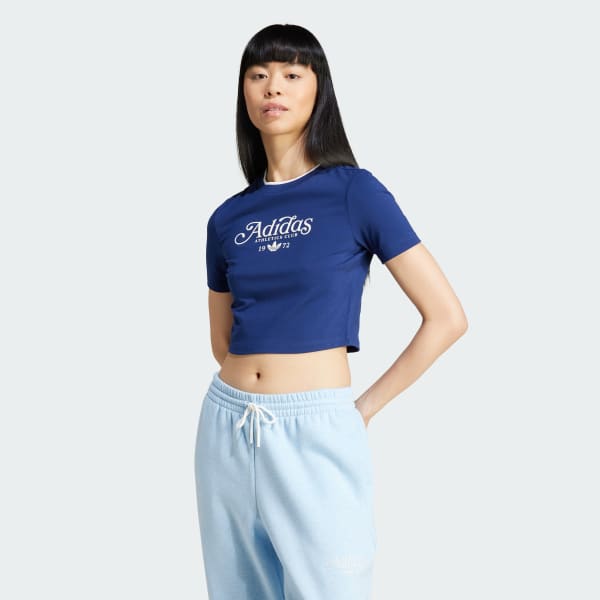 Blu T-shirt Graphic Badge Slim 3-Stripes